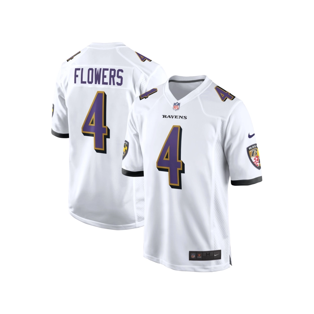 Mens Baltimore Ravens Zay Flowers White Game Jersey