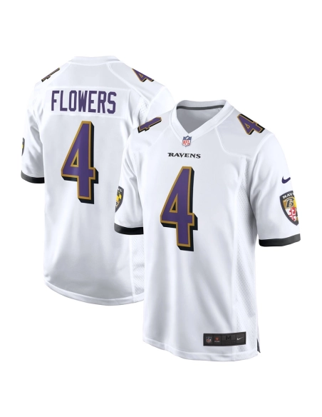 Mens Baltimore Ravens Zay Flowers White Game Jersey