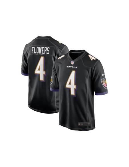 Mens Baltimore Ravens Zay Flowers Black Team Game Jersey