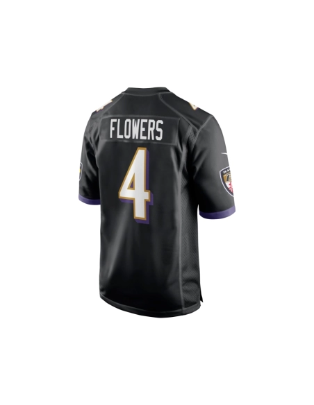Mens Baltimore Ravens Zay Flowers Black Team Game Jersey
