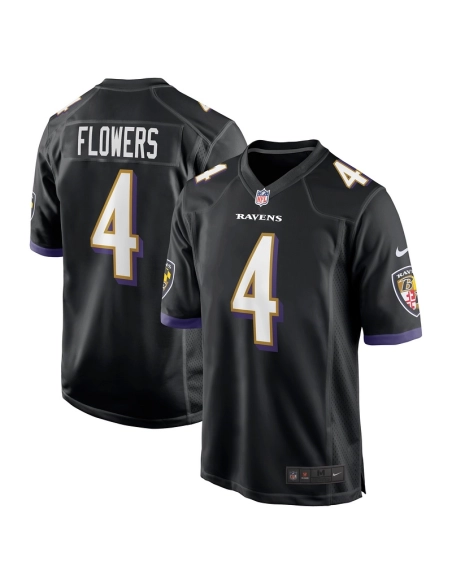 Mens Baltimore Ravens Zay Flowers Black Team Game Jersey