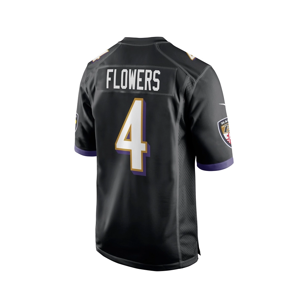 Mens Baltimore Ravens Zay Flowers Black Team Game Jersey