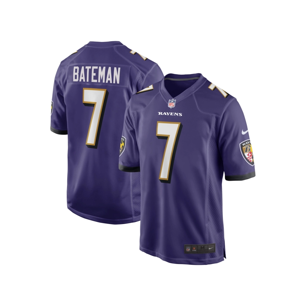 Mens Baltimore Ravens Rashod Bateman Purple Game Player Jersey