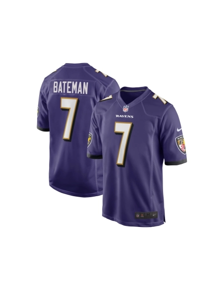 Mens Baltimore Ravens Rashod Bateman Purple Game Player Jersey