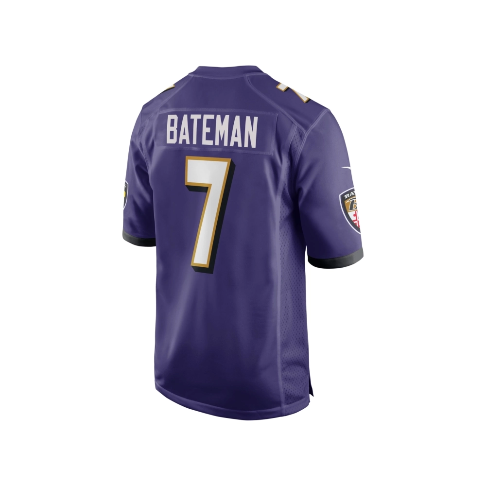 Mens Baltimore Ravens Rashod Bateman Purple Game Player Jersey