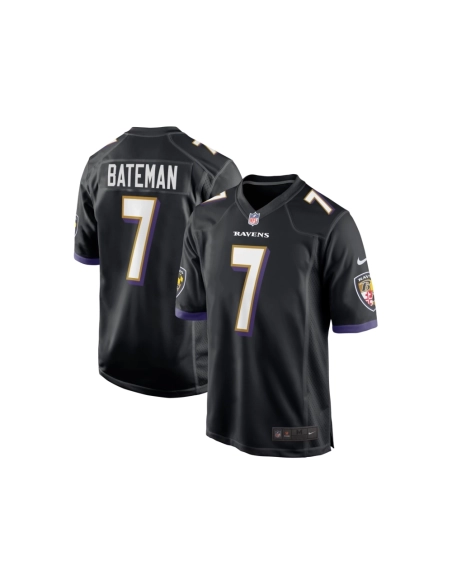 Mens Baltimore Ravens Rashod Bateman Black Game Player Jersey
