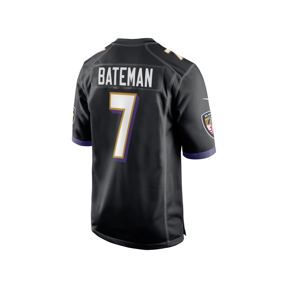 Mens Baltimore Ravens Rashod Bateman Black Game Player Jersey