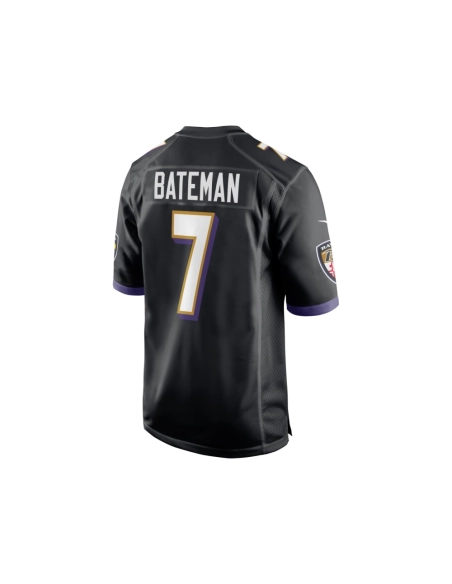 Mens Baltimore Ravens Rashod Bateman Black Game Player Jersey
