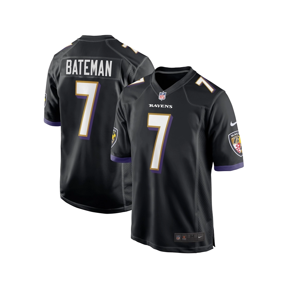 Mens Baltimore Ravens Rashod Bateman Black Game Player Jersey
