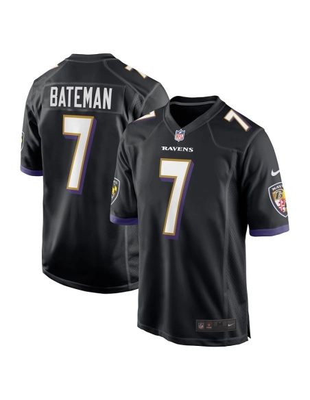 Mens Baltimore Ravens Rashod Bateman Black Game Player Jersey