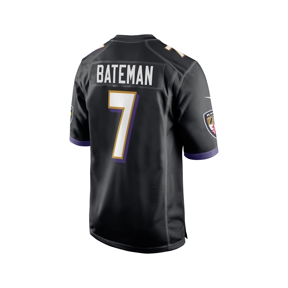 Mens Baltimore Ravens Rashod Bateman Black Game Player Jersey
