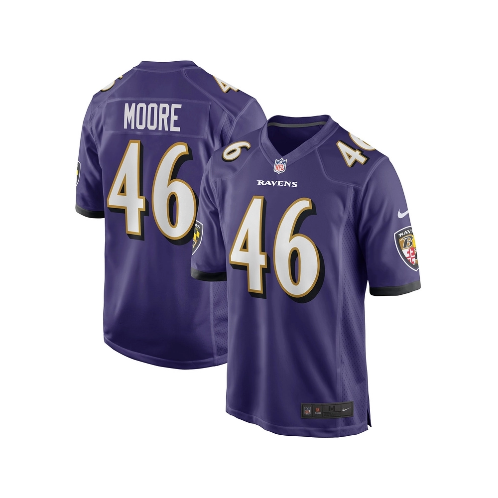 Mens Baltimore Ravens Nick Moore Purple Game Jersey