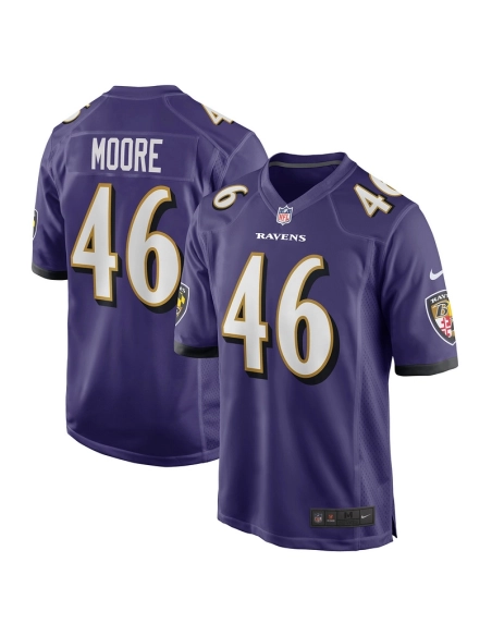 Mens Baltimore Ravens Nick Moore Purple Game Jersey