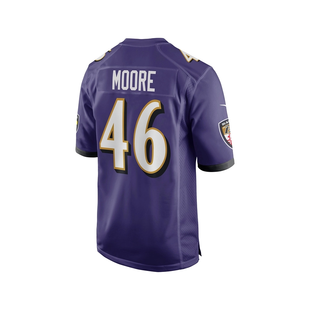 Mens Baltimore Ravens Nick Moore Purple Game Jersey