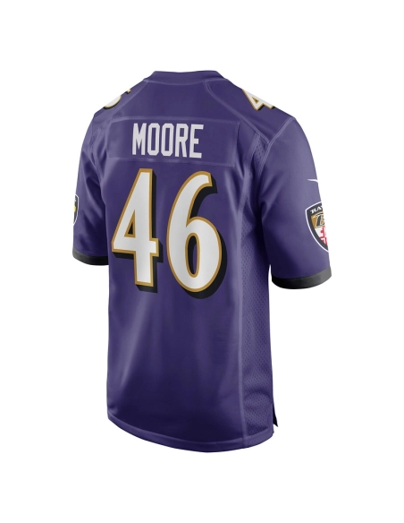 Mens Baltimore Ravens Nick Moore Purple Game Jersey