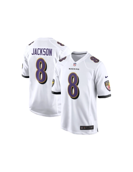 Mens Baltimore Ravens Lamar Jackson White Game Jersey