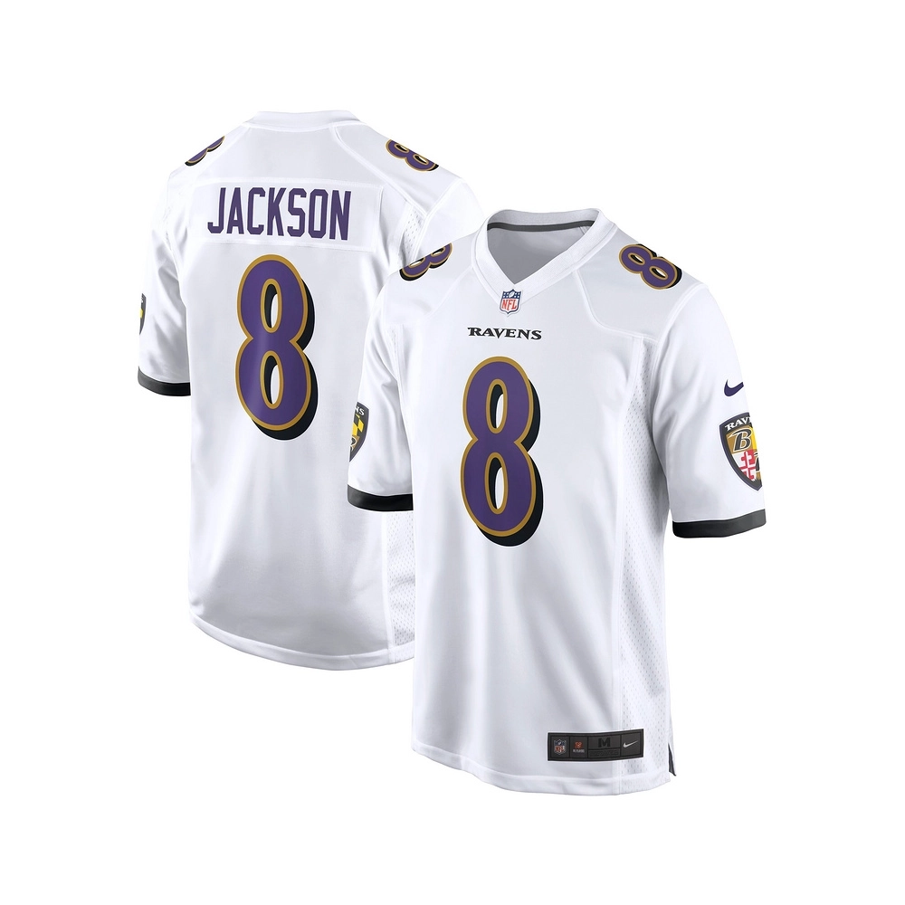 Mens Baltimore Ravens Lamar Jackson White Game Jersey