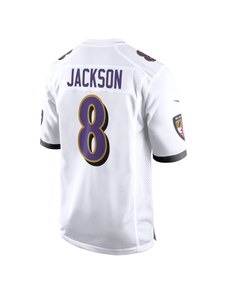 Mens Baltimore Ravens Lamar Jackson White Game Jersey