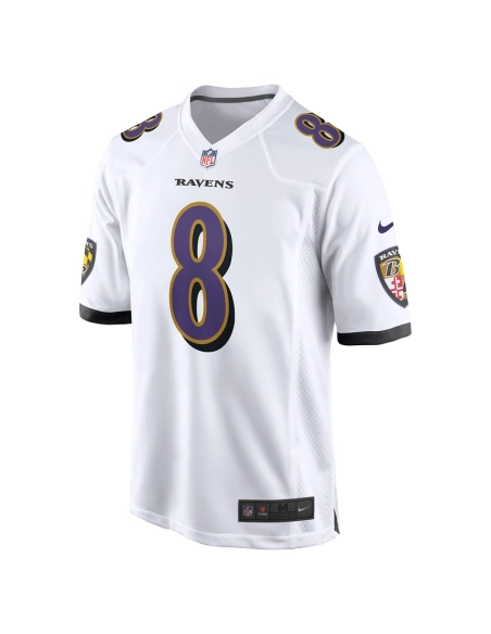 Mens Baltimore Ravens Lamar Jackson White Game Jersey