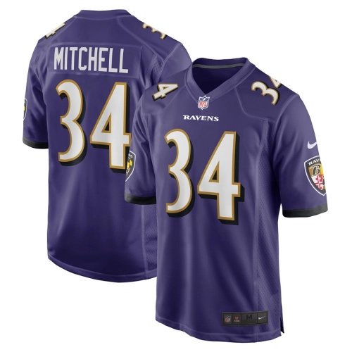 Mens Baltimore Ravens Keaton Mitchell Purple Game Jersey