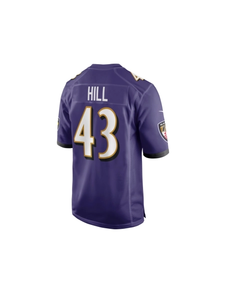 Mens Baltimore Ravens Justice Hill Purple Game Jersey