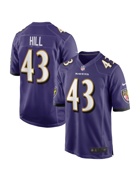 Mens Baltimore Ravens Justice Hill Purple Game Jersey