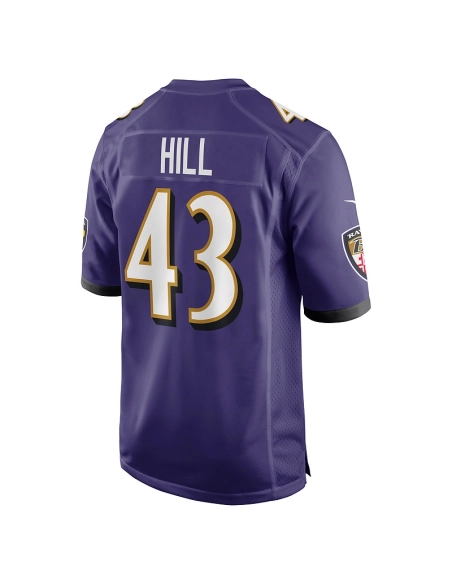 Mens Baltimore Ravens Justice Hill Purple Game Jersey