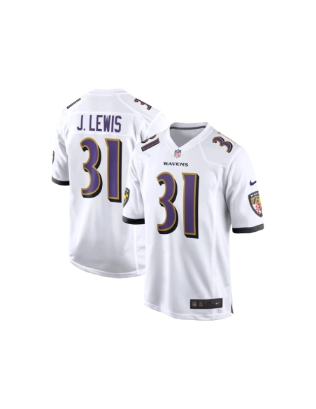 Mens Baltimore Ravens Jamal Lewis White Retired Player Game Jersey