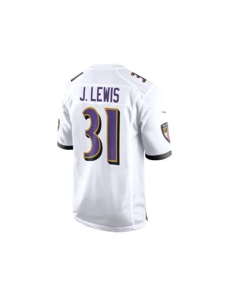 Mens Baltimore Ravens Jamal Lewis White Retired Player Game Jersey