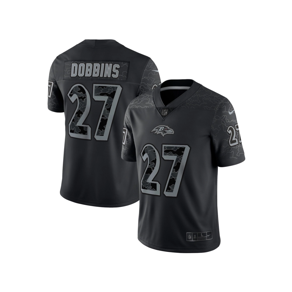 Mens Baltimore Ravens J.K. Dobbins Black RFLCTV Limited Jersey