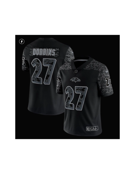 Mens Baltimore Ravens J.K. Dobbins Black RFLCTV Limited Jersey