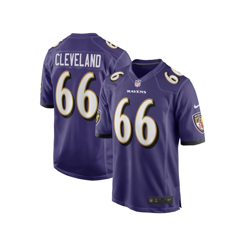 Mens Baltimore Ravens Ben Cleveland Purple Game Jersey
