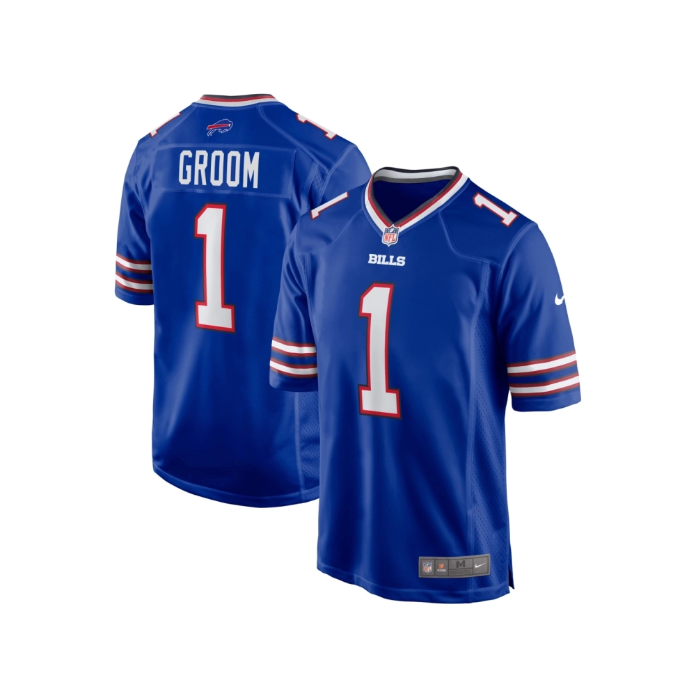 Mens Buffalo Bills Number 1 Groom Royal Game Jersey
