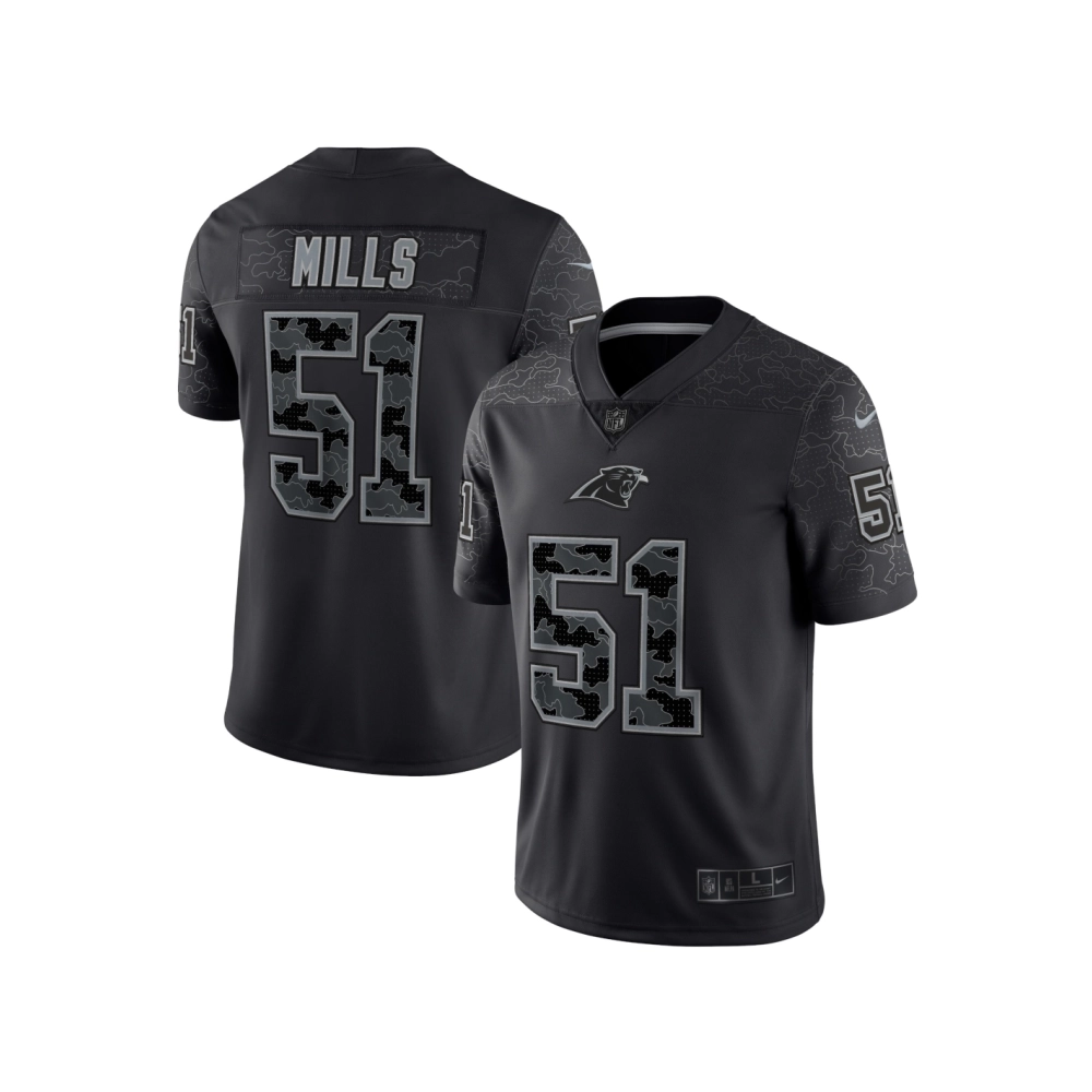 Mens Carolina Panthers Sam Mills Black Retired Player RFLCTV Limited Jersey