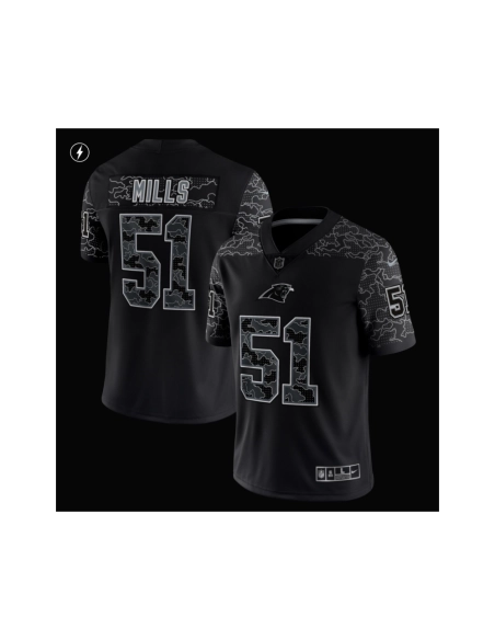 Mens Carolina Panthers Sam Mills Black Retired Player RFLCTV Limited Jersey
