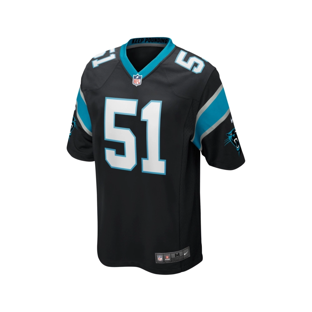 Mens Carolina Panthers Sam Mills Black Game Retired Player Jersey