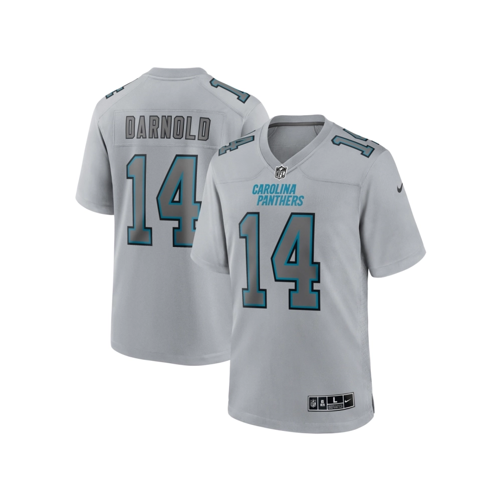 Mens Carolina Panthers Sam Darnold Gray Atmosphere Fashion Game Jersey