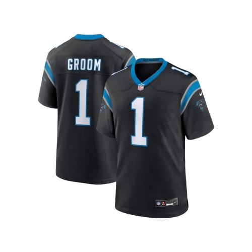 Mens Carolina Panthers Number 1 Groom Black Game Jersey