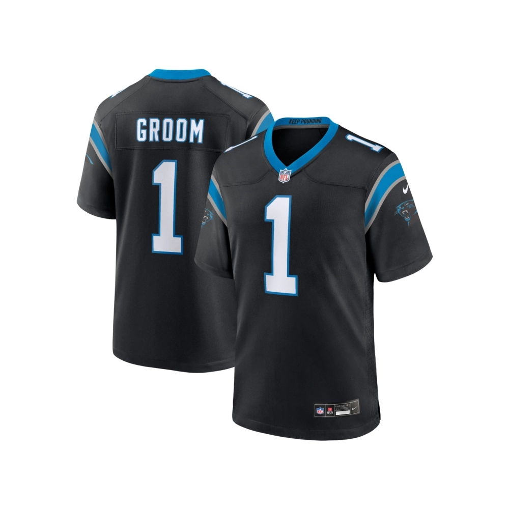 Mens Carolina Panthers Number 1 Groom Black Game Jersey