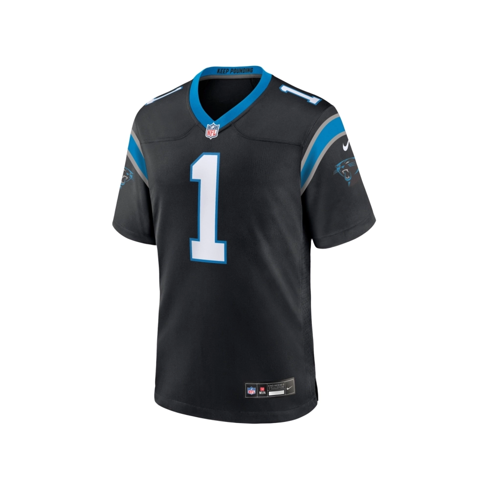 Mens Carolina Panthers Number 1 Groom Black Game Jersey
