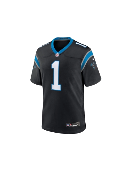 Mens Carolina Panthers Number 1 Groom Black Game Jersey