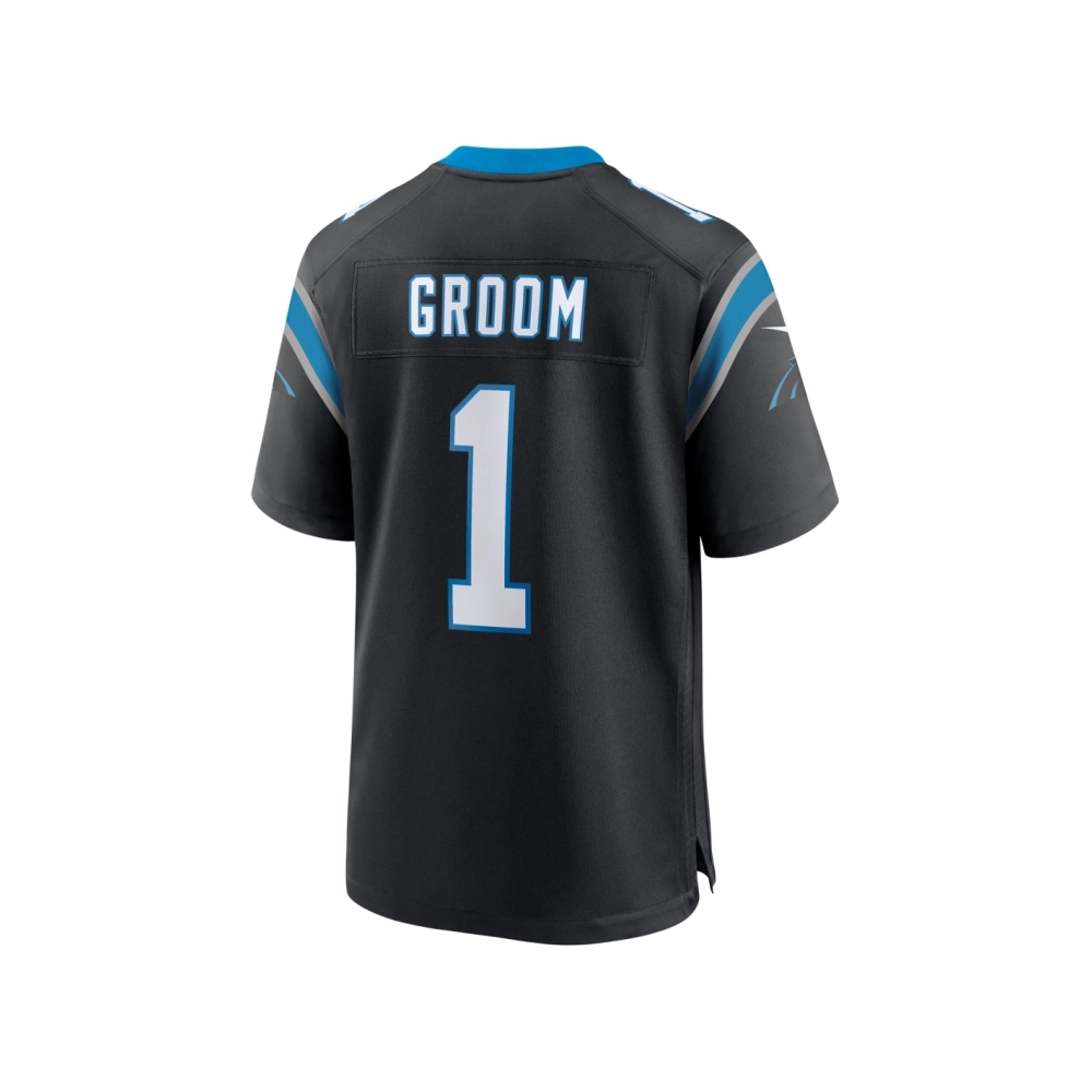 Mens Carolina Panthers Number 1 Groom Black Game Jersey