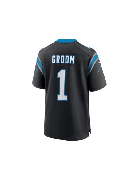 Mens Carolina Panthers Number 1 Groom Black Game Jersey