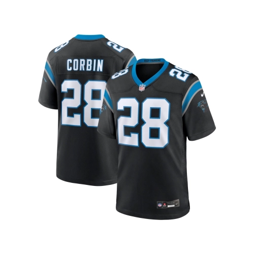 Mens Carolina Panthers Jashaun Corbin Black Team Game Jersey