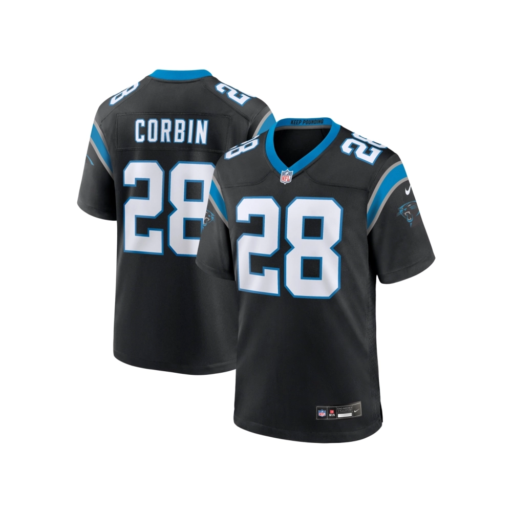 Mens Carolina Panthers Jashaun Corbin Black Team Game Jersey