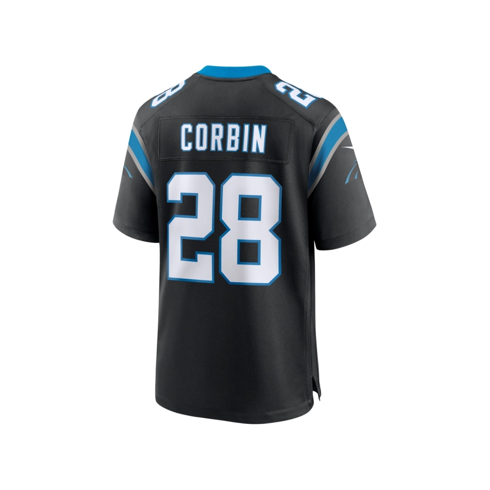 Mens Carolina Panthers Jashaun Corbin Black Team Game Jersey