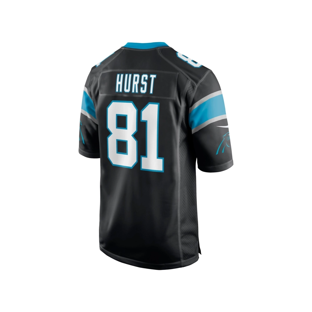 Mens Carolina Panthers Hayden Hurst Black Game Player Jersey