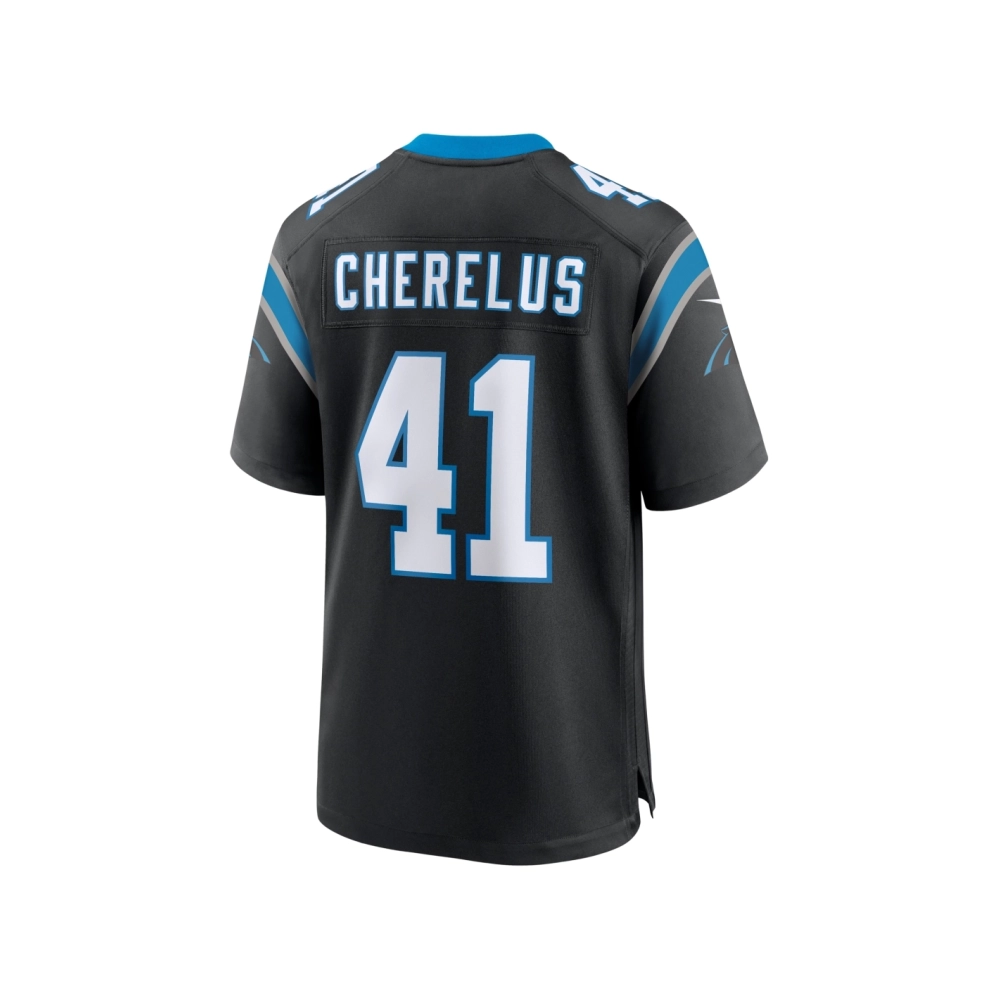 Mens Carolina Panthers Claudin Cherelus Black Team Game Jersey