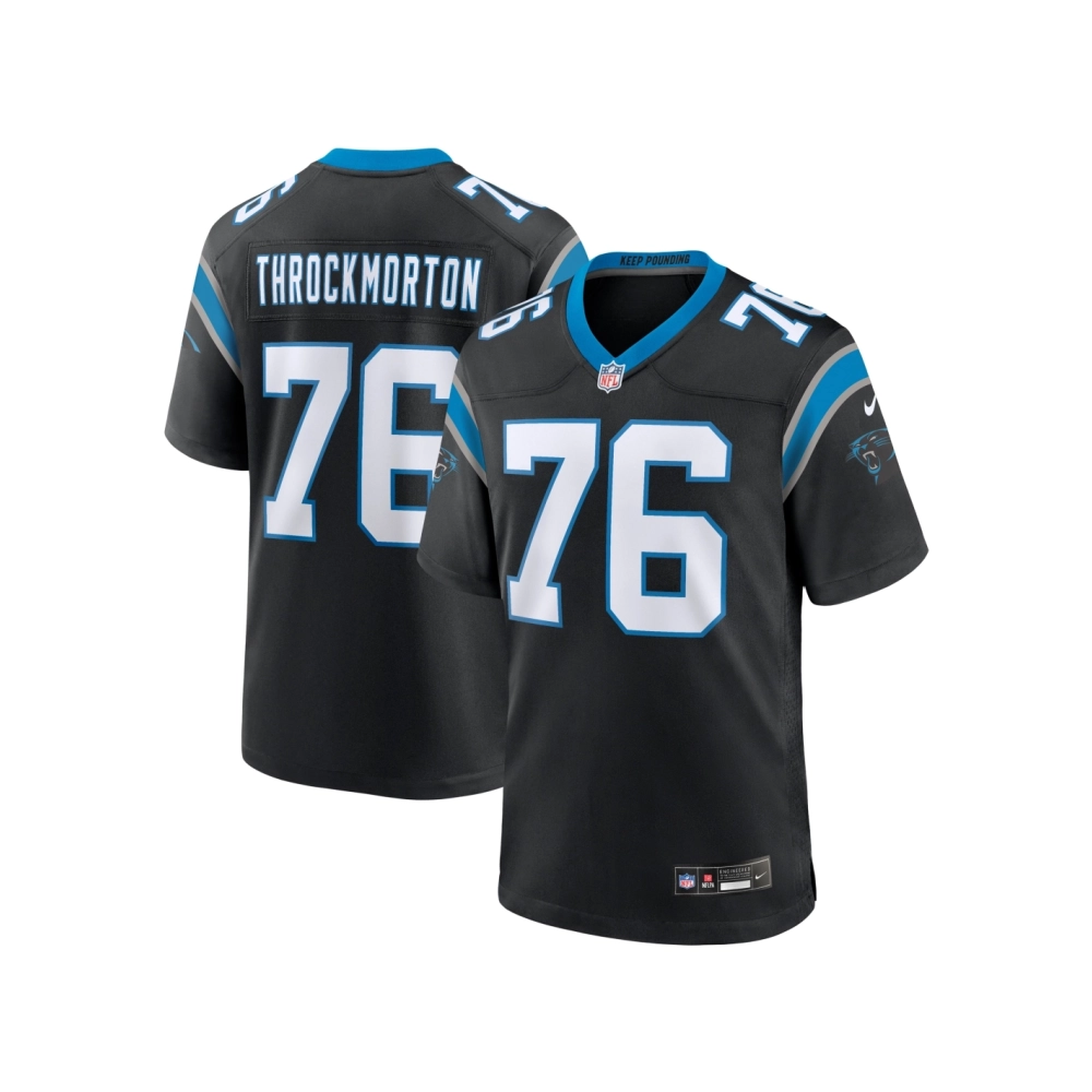 Mens Carolina Panthers Calvin Throckmorton Black Team Game Jersey