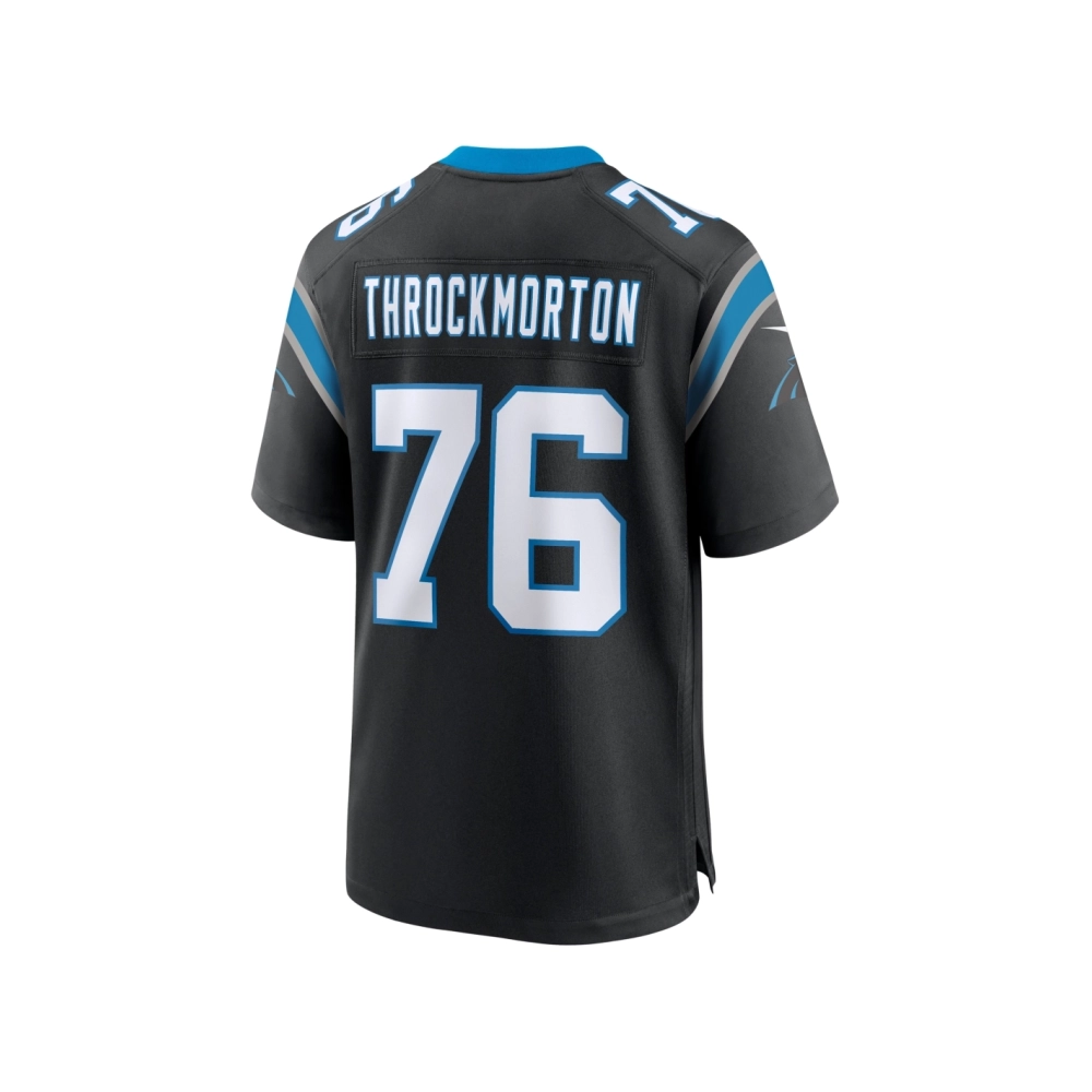 Mens Carolina Panthers Calvin Throckmorton Black Team Game Jersey
